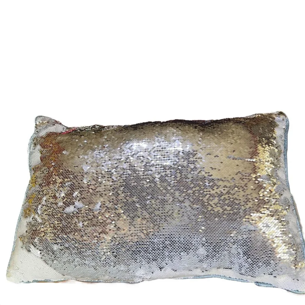 Disney Frozen 2 Magical Journey Silver Sequins Super Soft Throw Pillow 24x16‎ in